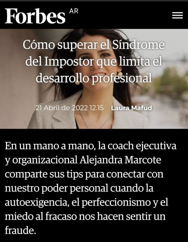 FORBES - como transformar el sindrome del impostor en tu aliado libro ale marcote
